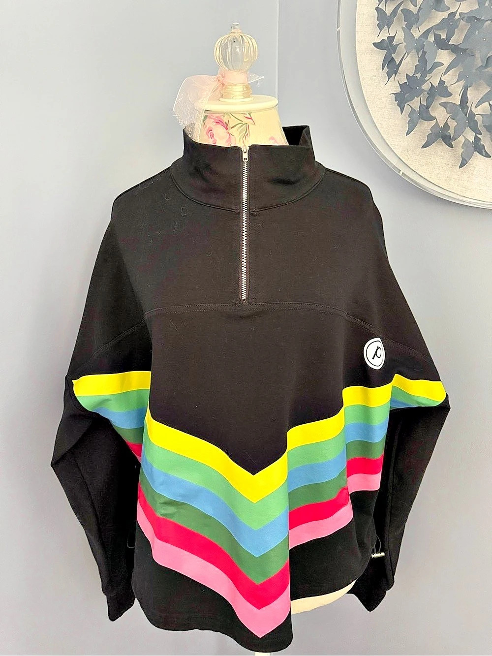 pure barre Rainbow Chevron Quarter-Zip Pullover